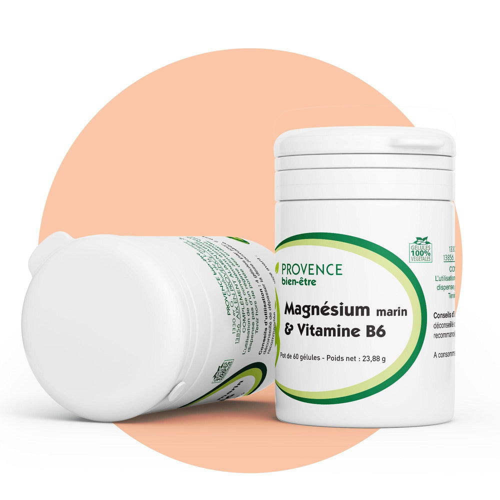 Produits Magnésium marin et Vitamine B6 | Contre les états de déprime & d’anxiété | 300 mg de Magnésium | Fabriqué en France 🇫🇷
