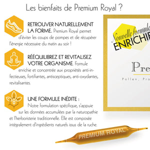 Premium Royal | Retrouvez Forme, Tonus & Vitalité 🌟 | 100% naturel 🍯 | Gelée Royale 1000 mg, Propolis 2500 mg, Pollen 1000 mg | Fabriqué en France 🇫🇷