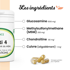 Arti4 | La réponse naturelle 🌱 aux tensions articulaires 🦵 | Glucosamine 1000mg, MSM, Chondroïtine, Cuivre | Fabriqué en France 🇫🇷