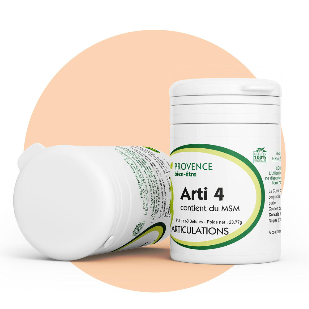 Arti4 | La réponse naturelle 🌱 aux tensions articulaires 🦵 | Glucosamine 1000mg, MSM, Chondroïtine, Cuivre | Fabriqué en France 🇫🇷