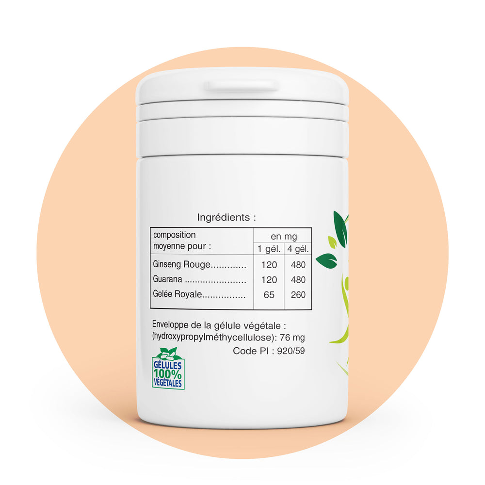 Cure Complète Forme | Booster de vitalité ⚡ | Ginseng, Gelée royale et Guarana 🌱 | 305 mg d’actifs naturels /gélule | Fabriqué en France 🇫🇷