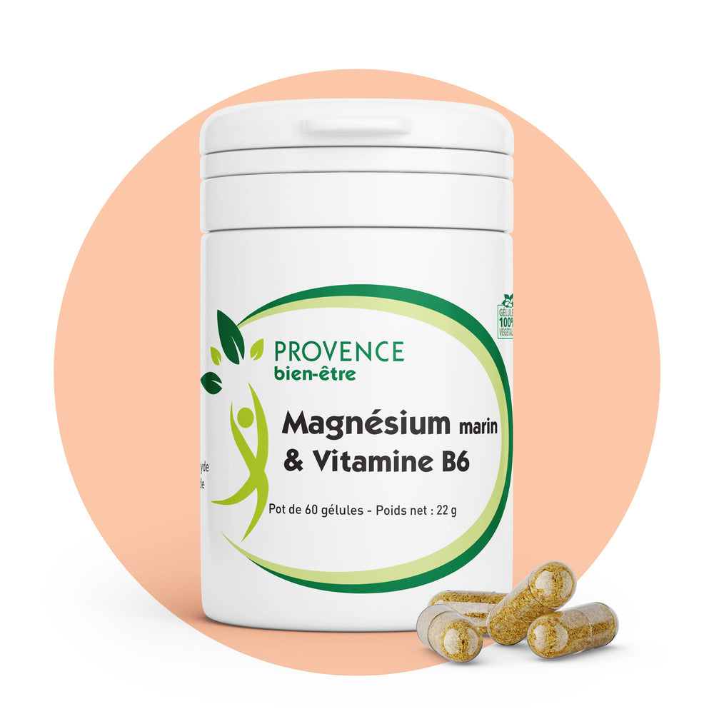 Magnésium marin et Vitamine B6 | Contre les états de déprime & d’anxiété | 300 mg de Magnésium | Fabriqué en France 🇫🇷